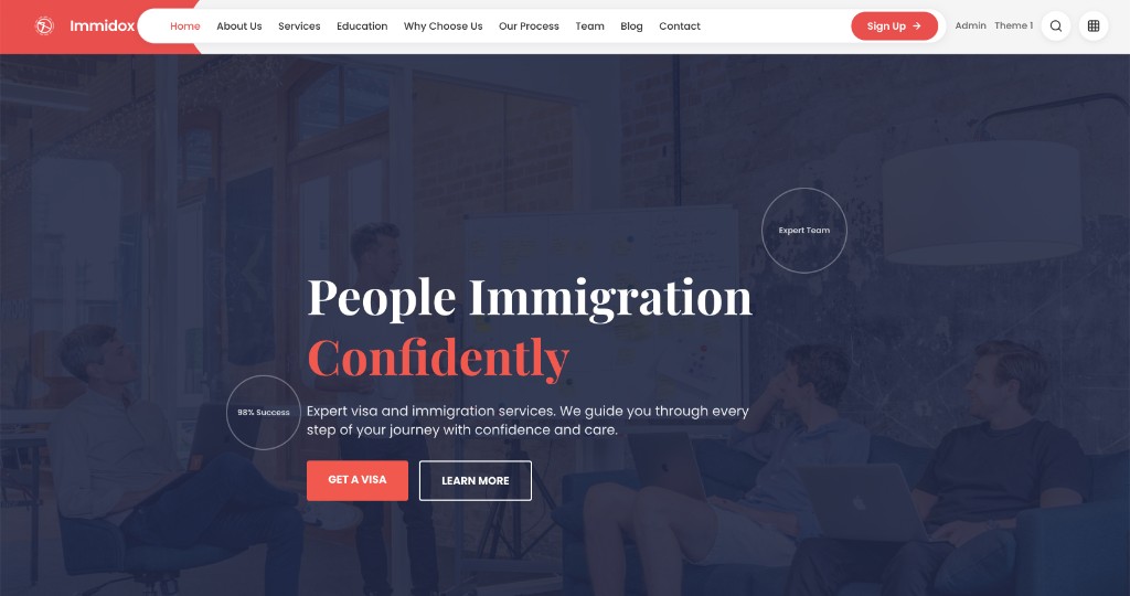 Immidox immigration services marketing site hero