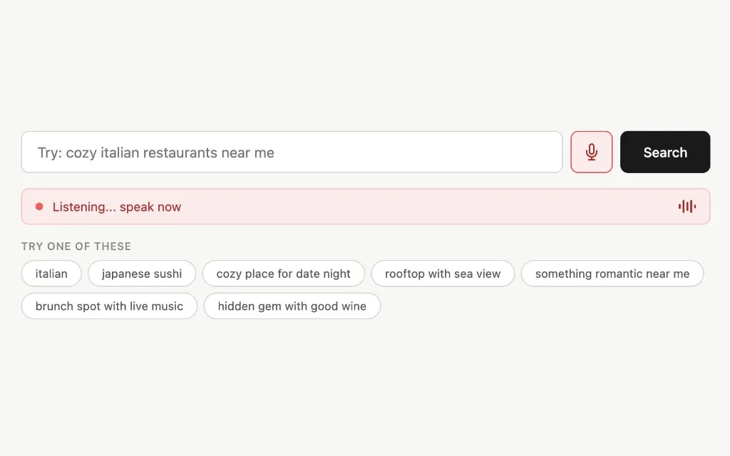 Case study visual for AI-assisted restaurant search and discovery product