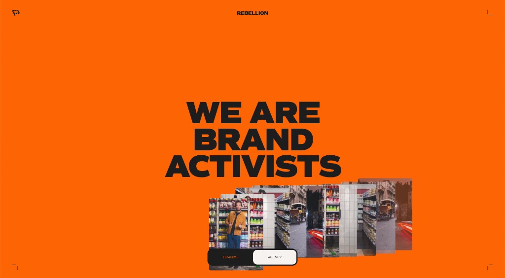 REBELLION agency hero and interactive brand showcase